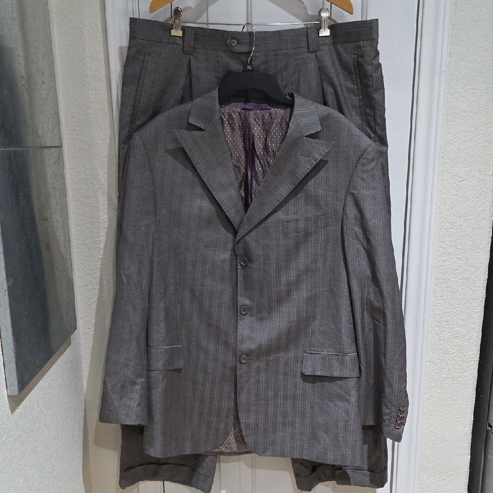 Earvin Magic Johnson Men's Gray Pinstripe Suit Jacket & Pants Size 48R/ 42R